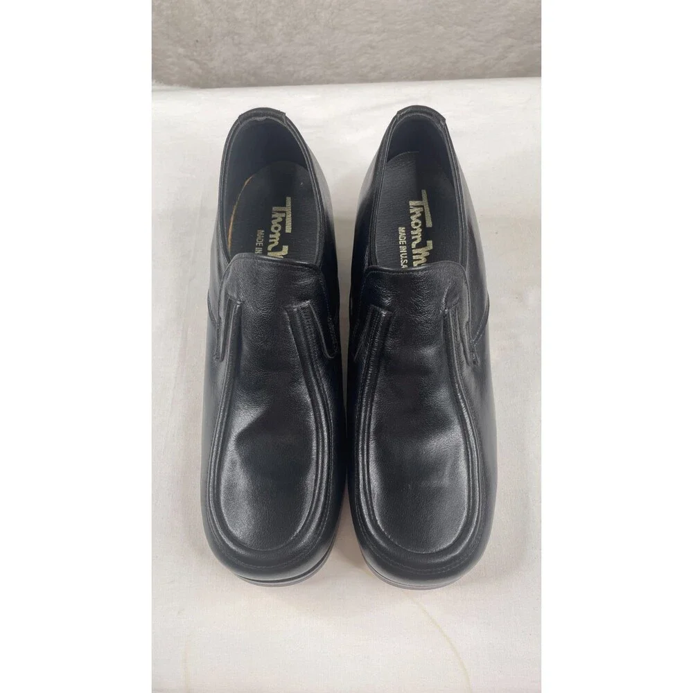Vintage Tom Mcann Black Dress Shoes Mens Sz 8 Slip On Loafers Business Casual